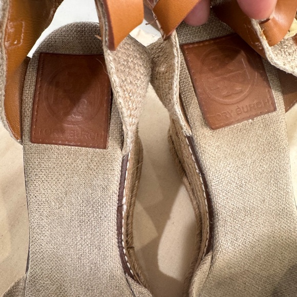 Tory Burch Macy Linen Knotted Women's Tan Espadrille Wedge Sandals 6.5 - Picture 6 of 7